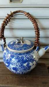 煎茶道具 古い 急須 オブジェ 染め付け 大きめ 中国古玩美術