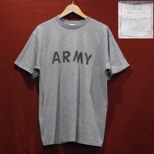 ARMY 90's army thing print Logo T-shirt gray L size 