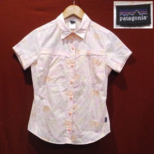 Patagonia パタゴニア 花柄 花の木 満開 総柄 アウトドアシャツ 半袖シャツ クライミングシャツ ピンク 4 美品