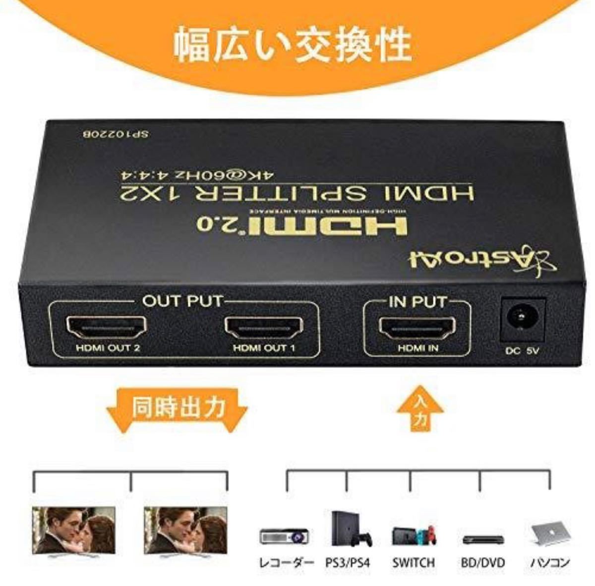 美品 HDMIスプリッター AIM AVS 18G104 4K Splitter パソコン周辺機器