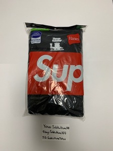 【新品】 Supreme　シュプリーム　Hanes 3 tagless Tシャツ 　Box Logo　黒　XL　希少