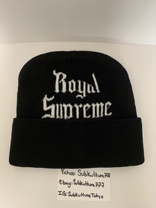 【新品】 Supreme　シュプリーム　ROYAL SUPREME RARE BLACK Logo Beanie ビニ ブラック　黒　帽子　F 希少