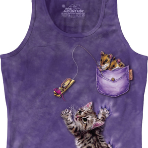 THE MOUNTAIN ネズミの罠 子猫 タンクトップ USA輸入 (ジュニア XLサイズ)【新品】3Dイラスト 原井加代美 ネズミ捕り ハムスター 猫