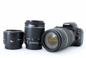 Canon Kiss x9 Standard &amp; Telefoto &amp; Single Point Triple Lens Set, EF 18-55㎜1: 3,5-5,6IS STM, EF 75-300 мм F4-5,6 III USM, EF 50mm1: 1,8 II