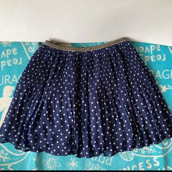 NICE CLAUP ドット柄 紺色 プリーツスカート M ナイスクラップ 美品