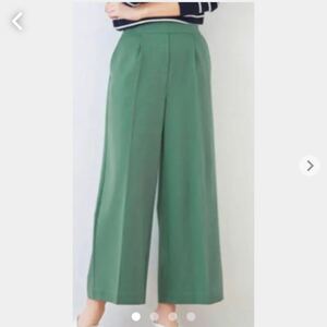 ワイドパンツ ガウチョパンツ ピエロ Pierrot レディース グリーン 緑 センタープレスパンツ 秋