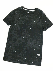 ※正規品/難有※G-STAR RAWジースターロゥ/メンズ/プリント半袖Tシャツ:S/黒系yn953