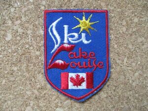 80s カナダBANFFバンフLAKE LOUISEビンテージ刺繍ワッペンSKI/登山スキーCANADAレイク ルイーズ観光 国旗 土産キャラクター山登り