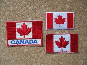 【3枚セット】80～00s カナダ国旗CANADAメープル ビンテージ刺繍ワッペン/カエデ自然メープルリーフ旅行スーベニア観光エンブレム楓