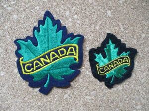 【2枚セット】80s カナダ国旗CANADAメープル ビンテージ刺繍ワッペン/カエデ自然メープルリーフ旅行スーベニア観光エンブレム楓カスタム