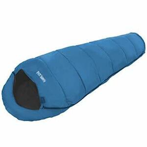 ブルー [HAWK GEAR(ホークギア)] 寝袋 シュラフ マミー型 キャンプ アウトドア -15度耐寒 簡易防水 オールシー