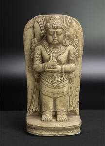 10世紀 石灰石雕神像 共箱 爪哇 印度尼西&#20122; ジャワ インドネシア Java
