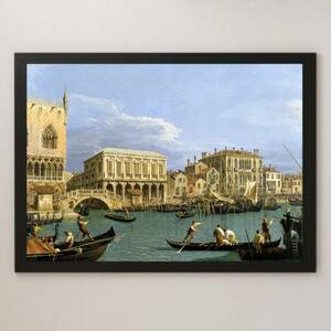 Art hand Auction Canaletto Vista del río Schiavoni en Venecia Pintura Arte Póster brillante A3 Bar Café Interior clásico Italia Pintura de paisaje, residencia, interior, otros