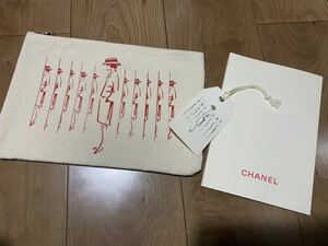 新品☆可愛い☆☆CHANELシャネル限定品レア希少コットンキャンバスポーチクラッチバッグハンドバッグ帆布マドモアゼルブックマークしおり