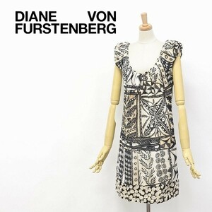 ◆DIANE von FURSTENBERG/ダイアンフォン ファステンバーグ バックリボン 総柄 コットン ワンピース 2