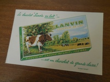 フランス☆アンティーク【LANVIN CHOCOLAT AU LAIT】ビュバー BUVARD うし 牛 ウシ チョコレート 紙もの 1960年代_画像2