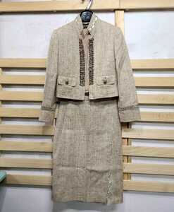 Красивые товары ☆ Dolce &amp; Gabbana Dolgaba Tweed Suit Верхний и нижняя установка украшенная юбка Куртка 38 шелк смешанная раса