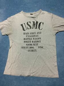 ●AVIREX アビレックス ステンシル USMC ヘザーグレーTシャツ ●染み込み チャンピオン ビンテージ ハーレー