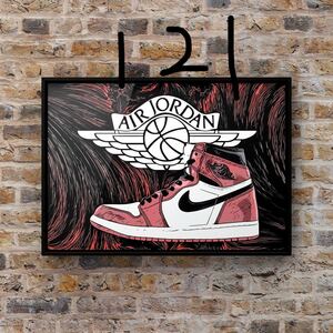 AIR JORDAN1エアジョーダン1 オマージュアートポスター(フレーム付き)