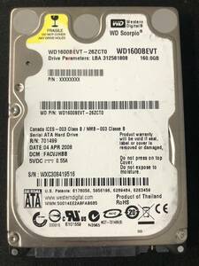 【送料無料】WD1600BEVT - 26ZCT0【Western Digital】【160GB】【2.5インチHDD】【SATA】