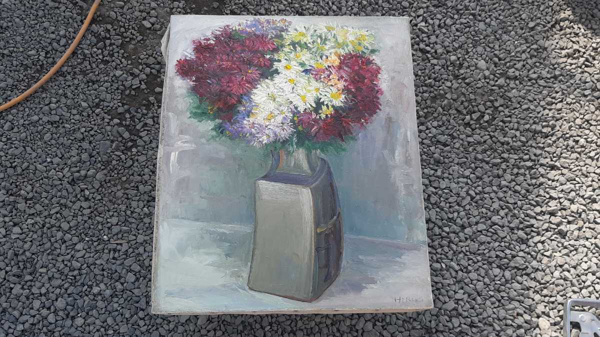 Oil painting, landscape painting, flower, living things, painting, oil painting [F8] Size: approx. 46 x 38 cm [*Storage], Painting, Oil painting, Still life