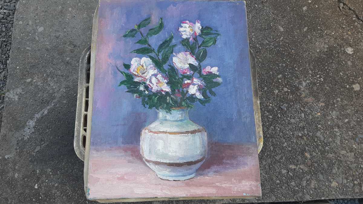 Blumenstillleben Pflanzengemälde Ölgemälde [F6] Größe ca. 41 x 32 cm [*2 von rechts vom Lagerraum], Malerei, Ölgemälde, Stilllebenmalerei