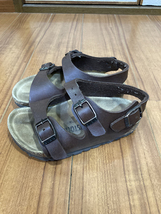 ★【BIRKENSTOCK：ビルケンシュトック】キッズ ドイツ製 レザーストラップサンダル 男女兼用 size15/茶_画像3