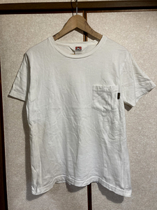 ★【BEN DAVIS：ベンデイビス】胸ポケット付き半袖Tシャツ 無地 sizeS/ホワイト