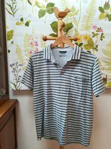 DKNY Donna Karan width striped pattern. polo-shirt S size 