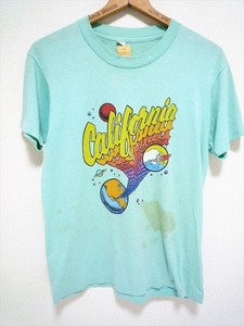 70～80’ｓ ビンテージ 半袖 サーフィン 海 地球 宇宙 California Tシャツ SCREEN STARS社 USA製 L エメグリ? 古着 50/50(コットン/ポリ)