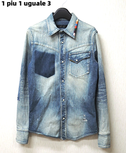 Ⅲ【1 piu 1 uguale 3 RAINBOW WESTERN DENIM SHIRT MRS072 CTU048 ウノ ピゥ ウノ ウグァーレ トレ ウエスタンデニムシャツ 1PIU1UGUALE3