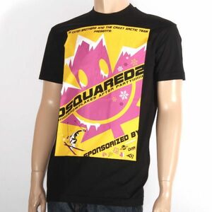 【CU】DSQUARED2　ディースクエアード　半袖 Tシャツ　ブラック　S74GD0559 S22427 900　イエローピンクメープル 【新品・未使用・正規品】