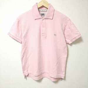 R276L◇PHERROW'S フェローズ◇サイズ３８ Ｍ位 半袖ポロシャツ ピンク メンズ ロゴ 刺繍 綿100% 古着 ヴィンテージ アメカジ 日本製