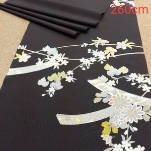 正絹 81701 焦げ茶色 シルク260cm はぎれ ハギレ リメイク ハンドメイド