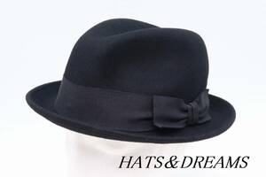 【HA-75】HATS＆DREAMS ハッツアンドドリームス ウール ロールアップ リボン マウンテンハット 帽子 ハット ブラック【送料全国一律300円】