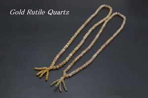 Art hand Auction [★EA517-6] Pierre naturelle or quartz rutilé 6 mm matériau du collier pièces faites à la main pierre de puissance fortune [Les frais d'expédition sont de 198 yens dans tout le pays], Accessoires pour hommes, collier, Pierres colorées