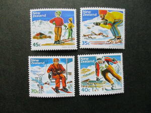 ニュージーランドのスキー場ーコロネットピークスキー場ほか　4種完　未使用　1984年　ニュージーランド共和国