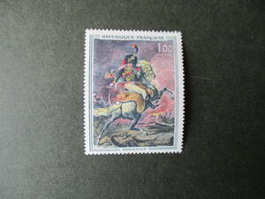 フランス美術切手　ドラクロワ画「猟騎兵の士官」　1962年　未使用　フランス共和国　VF/NH