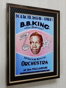 B.B.King/50sテキサス ライブ・ポスター/額装付/B.B.キング/Blues Guitar/ブルースギター/Blues Icon/レトロビンテージ/お洒落なインテリア