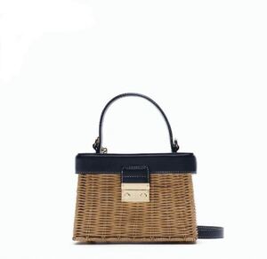 ZARA 籠バッグ ハンドバッグ カゴバッグ 2way ショルダーバッグ かごバッグ 小物入れ ケリー 編み上げ ガンチーニ
