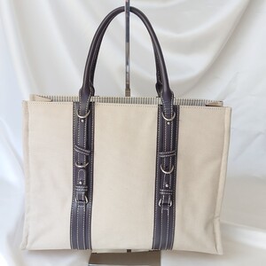 ミッシェルクラン キャンバス トートバッグ ハンドバッグ レザー ベージュ 通勤 通学 A4 メンズ レディース