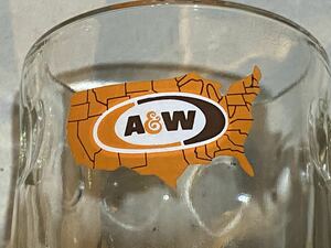 A＆W USA アメリカ ガラス マグカップ 小 USDM　アメリカ地図ロゴ エーアンドダブリュー 管理A＆WS