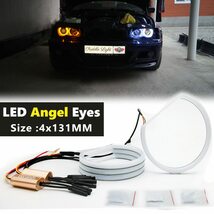 車デュアルカラーホワイト黄色 4X131MM LED ハローリング綿 BMW E36 E38 E39 E46 M3 LED SMD 天使目ランプ_画像1