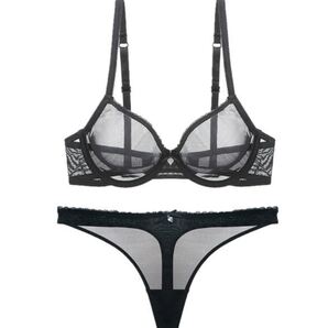 レディース シースルー ランジェリー セクシー 下着 ブラジャー ショーツ 2点セット 75C
