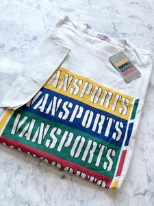 ☆★ DEAD STOCK 未使用 VAN SPORTS LOGO PRINT TEE バンスポーツ 四連 ボックスロゴ プリントTシャツ VAN JAC オールド 廃番 ビンテージ