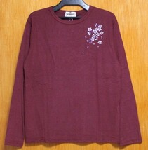 SALE！絡繰魂♪(L)c233776桜 刺繍長袖ストレッチＴシャツ_画像3