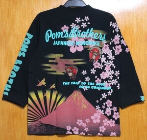 SALE！ＰOMS BROTHERS♪(Ｌ)241176旅狸刺繍７分袖Ｔシャツ