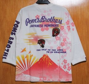 SALE！ＰOMS BROTHERS 10♪(Ｌ)241176旅狸刺繍７分袖Ｔシャツ