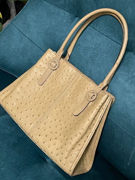 美品 オーストリッチバッグ バーニーズニューヨーク ベージュ