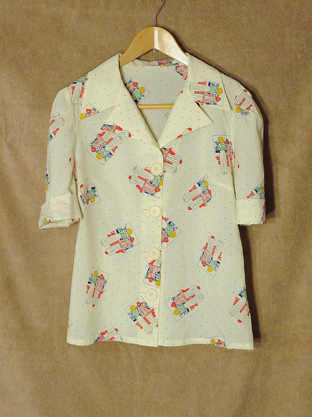 Vintage　半袖 オープンカラーシャツ　size 40 大ボタン　ヴィンテージ